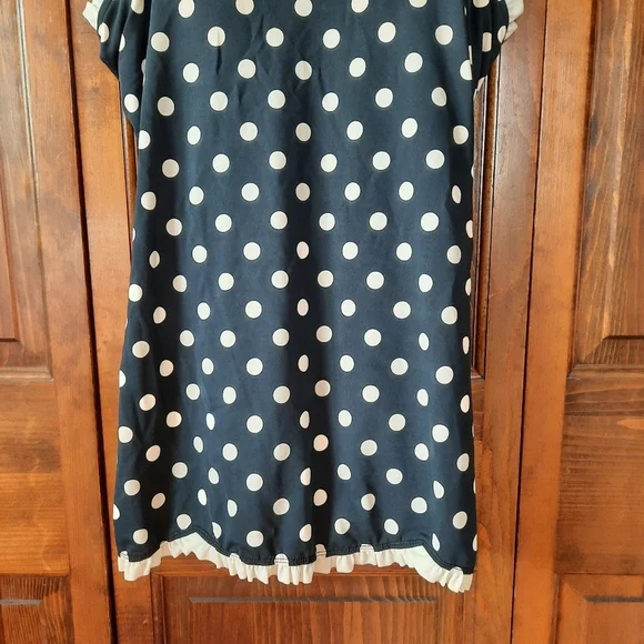 Bettie Page Retro Polka Dot Ruffle Trim One Piece Swim Dress Navy Blue Size 16W - Picture 5 of 16